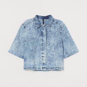 IRIS CROPPED DENIM SHIRT - Image 1