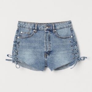 Perrie HW Dnm Lace Up Shorts - Image 1